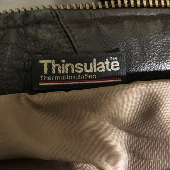 Lands' End Men's Leather Bomber Jacket Large Tall Full Zip Brown Collared - Picture 12 of 16